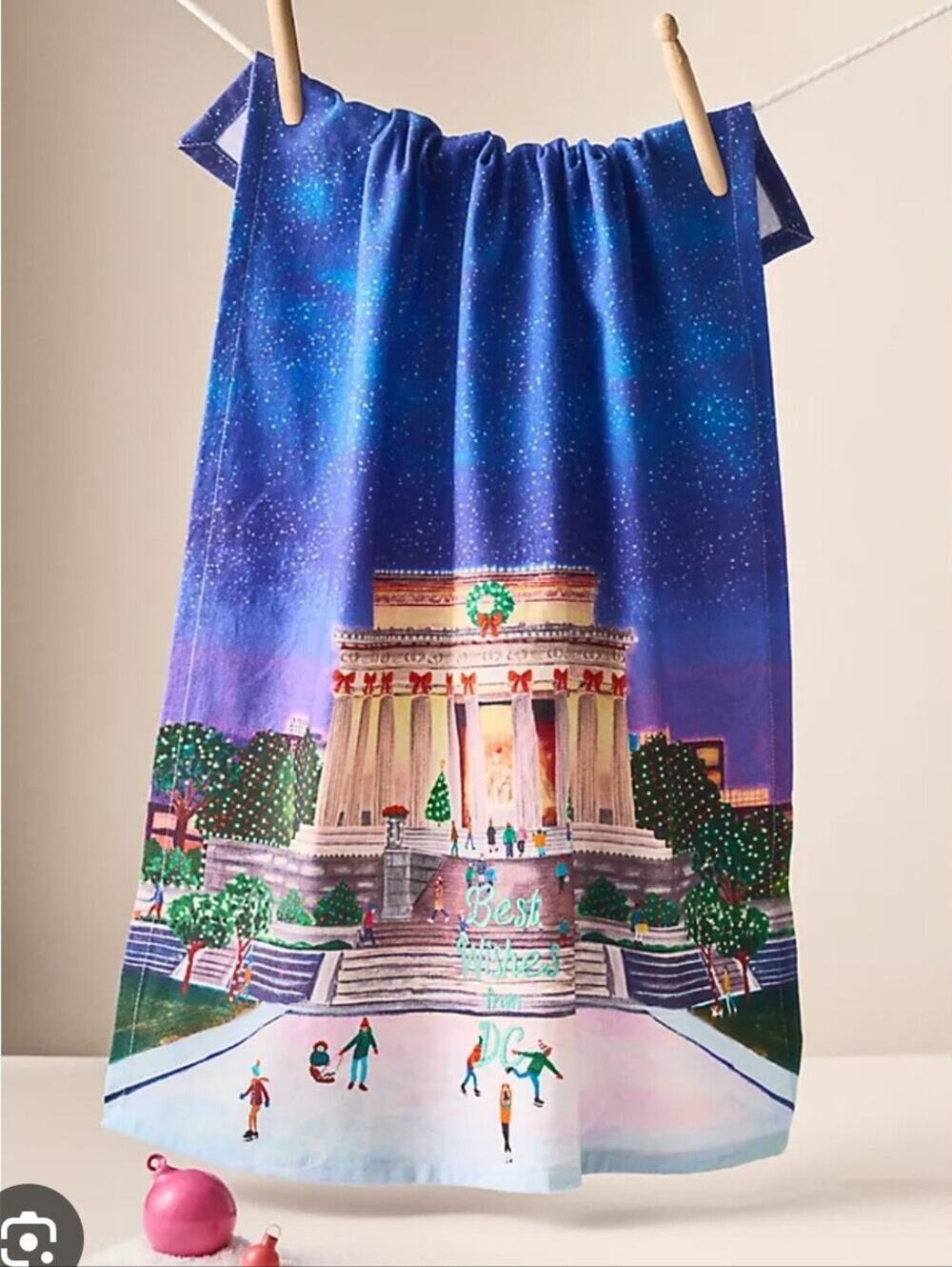 Anthropologie Holiday in the City Dish Towel New